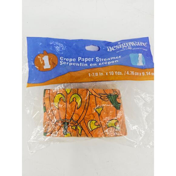 Vintage 1990s Halloween Crepe Paper Streamer Jack-o-Lantern JOL Pumpkin Lot of 3 - Picture 5 of 6